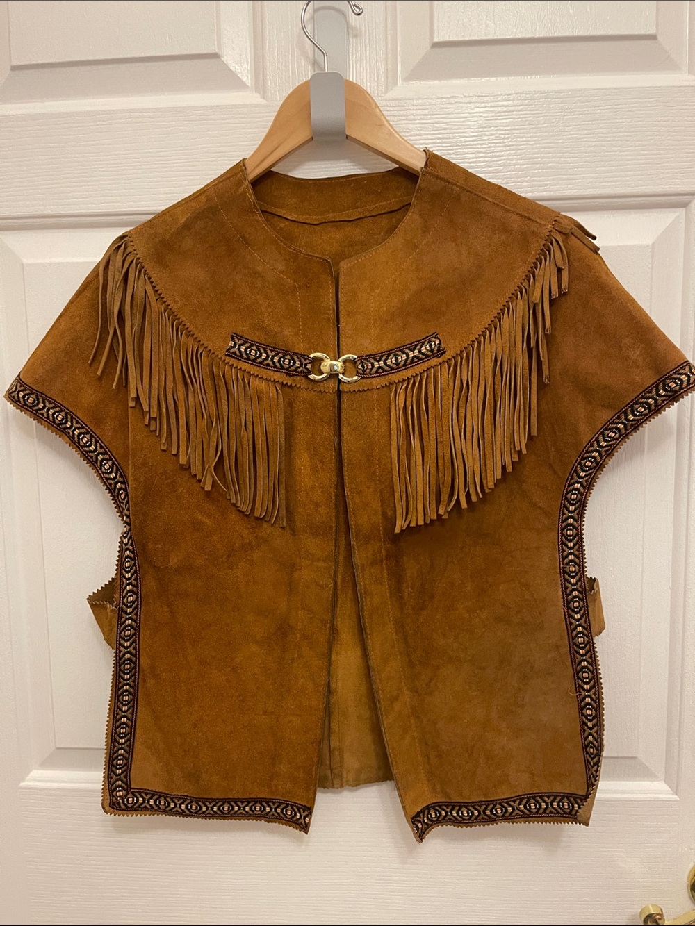 Bohemian Brown Suede Fringe Retro Western Constructed Vest